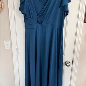 Elegant Blue Midi Dress for Women